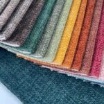 Woven Checkered Chenille Upholstery Fabric color samples showing surface texture
