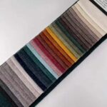 Woven Checkered Chenille Upholstery Fabric color swatch card at an angle