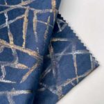 Warp Knitted Gold Stamping Velour Upholstery Fabric folded sample showing surface texture