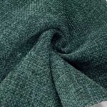 Woven Checkered Chenille Upholstery Fabric gathered sample showing drape