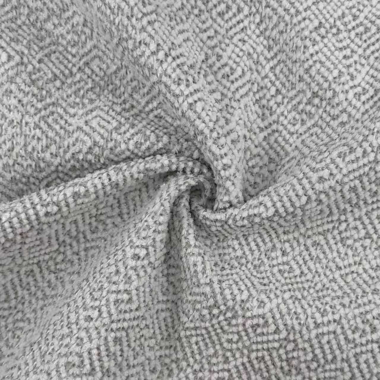 Woven Viscose Blended Snowflake Texture Upholstery Fabric gathered sample showing drape